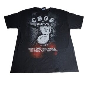CBGB OMFUG Toilet Graphic T-Shirt Mens XL Black Punk Rock Music Club Tee